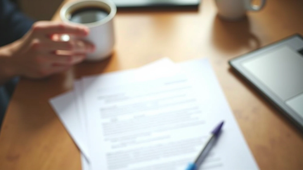 Primo piano di un documento con grafici e dati, penna stilografica posizionata accanto, tavolo di mogano, illuminazione studio