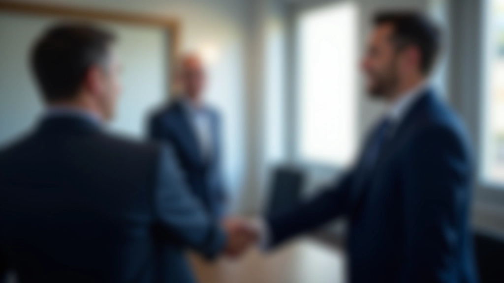 Primo incontro professionale tra due uomini d'affari in abito formale in una sala riunioni moderna